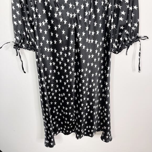 ASOS Maternity US 8 Black White Star Print Long Sleeve Maxi Dress Cinched VNeck - Picture 9 of 13